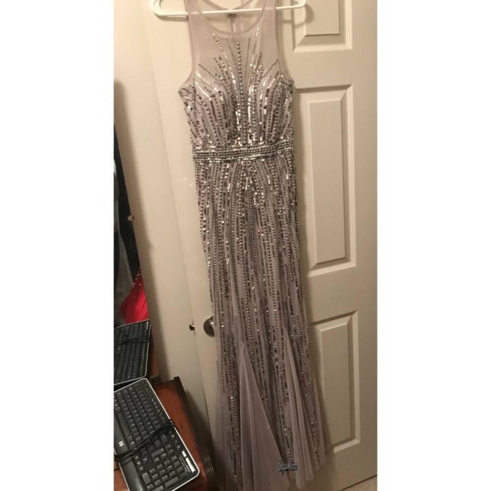 Champagne beaded prom dress - Picture 3 of 4